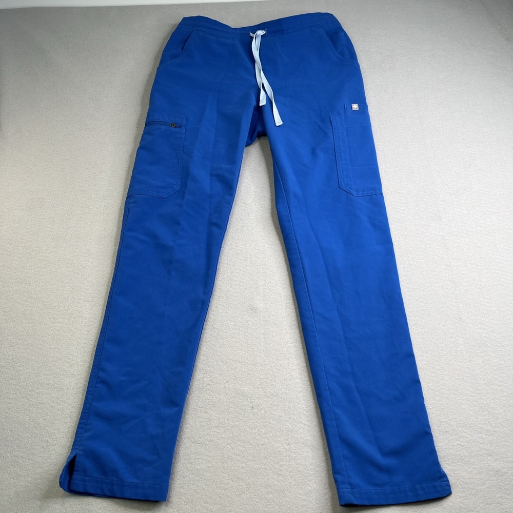 Figs Technical Collection Womens XS Scrub Pants Blue Elastic Waist Straight Leg